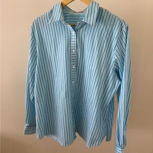 Foxcroft blue striped button down shirt size 18